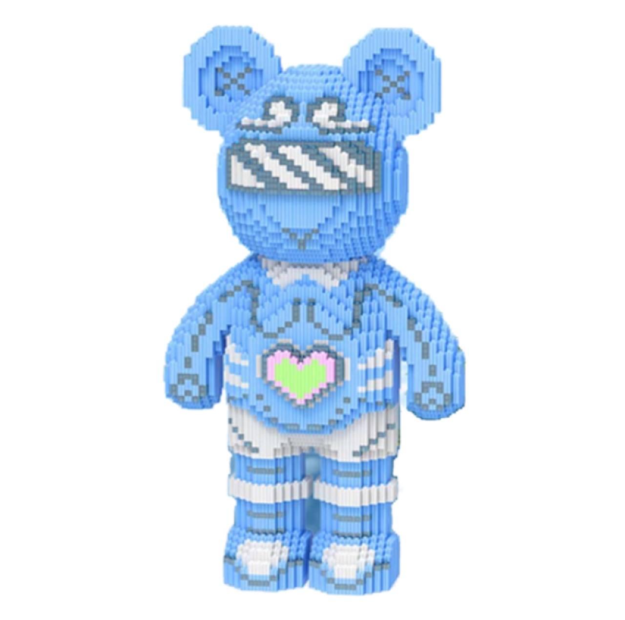 Конструктор Magic Blocks, що світиться, у вигляді ведмедика Bearbrick блакитний колір 1027