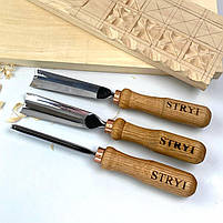 Набір стамесок для художньої різьби по дереву STRYI Start  для початківців 3 шт, фото 7
