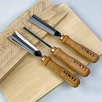 Набір стамесок для художньої різьби по дереву STRYI Start  для початківців 3 шт, фото 8