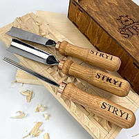 Набір стамесок для художньої різьби по дереву STRYI Start  для початківців 3 шт, фото 9