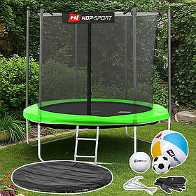 Батут Hop-Sport 8ft (244 см) зелений із внутрішньою сіткою. Розбірний батут для дітей. Мат із поліпропілену