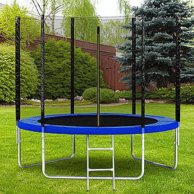 Батут SJ 10ft (312 см) синій із зовнішньою сіткою до макс. 150 кг. Батут для дорослих і дітей. Безпечний