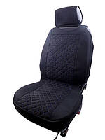 Майка чорна/РОМБ стьобаний синьою ниткою  на флісі(1+1)Закритий бік та низ/2-а підголовника)