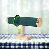 Одноярусна підставка зелена з дерева для браслетів, годинників, фото 2