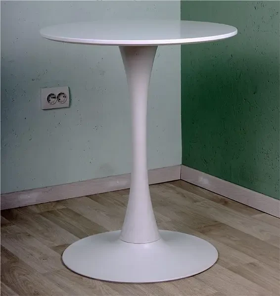 Стіл обідній круглий СДМ-Груп Тюльпан діаметр 60 см білий МДФ, фото 1