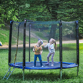 Складний Батут для вулиці Funfit 6ft (183см) синій із зовнішньою сіткою / максимальне навантаження 90 кг