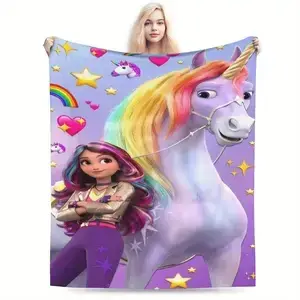 Плюшевий плед ковдра покривало Академія єдинорогів Unicorn Academy 150х200 см