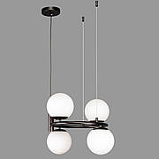 Люстра підвісна чорна кругла на 4 лампи "Bubbles" (52-1011-4 BK+WH)