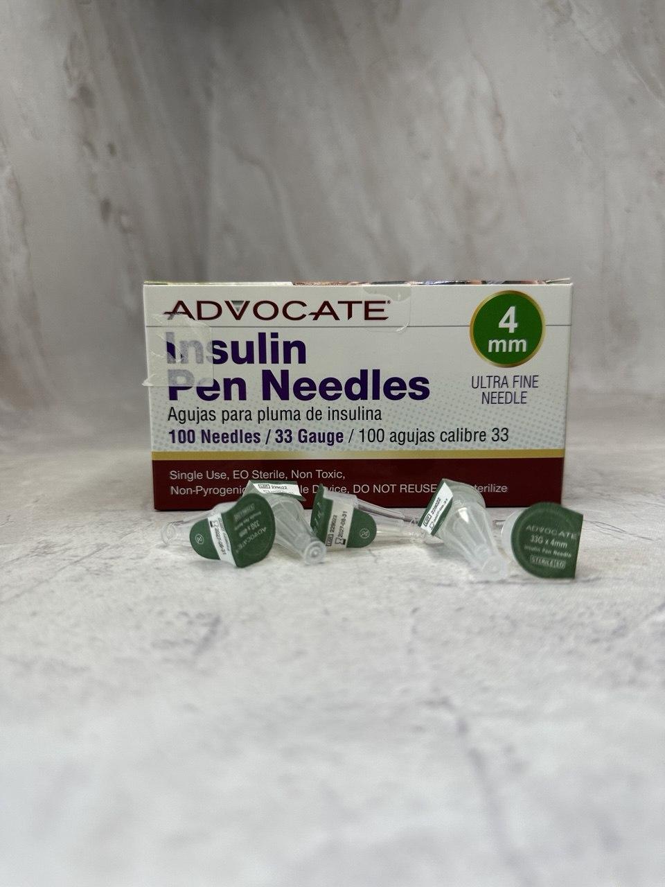 Голки інсулінові ADVOCATE Pen Needles 33G/4мм, ПОШТУЧНО