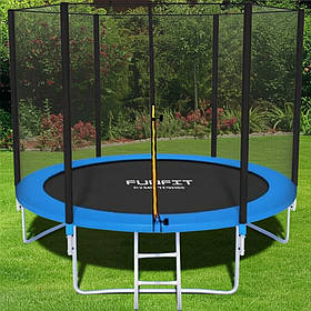 Батут каркасний для вулиці Funfit 8ft (252см) синій із зовнішньою сіткою / максимальне навантаження 120 кг