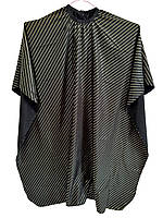 Перукарський пеньюар Proline, чорний із золотими смужками (на гачках)