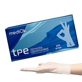 Рукавички з термопластичного еластомеру упаковка - 100 пар. (200 шт) розмір L. безбарвні