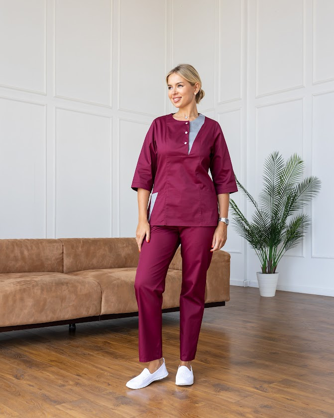 Медичний жіночий костюм Греммі бавовна три чверті рукав, фото 1