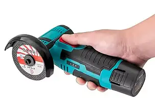 Акумуляторна болгарка 12 V у кейсі з 2 акумуляторами та дисками для металу 76 мм, фото 3