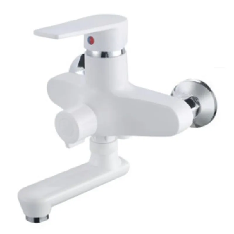 Змішувач для ванни PLAMIX OSCAR-008 EURO SET WHITE зі шлангом, лійкою та кронштейном (PM0698)
