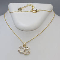 Ланцюжок FJ з цирконами. Позолота лимонного відтінку. Довжина: 41-45 см.