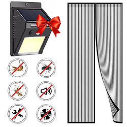 Антимоскітна сітка 210х100см Magic Mesh + Подарунок Ліхтар вуличний 20LED / Москітна сітка на двері від комарів