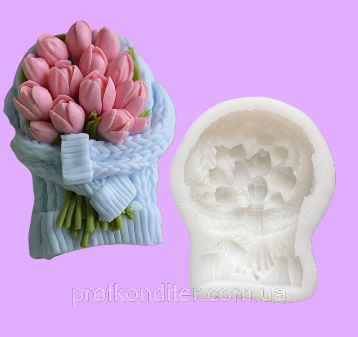 Силіконовий молд для шоколаду, зефіру та ін ʼСветр з тюльпанамиʼ, фото 1