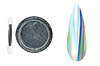 Новинка! Втирка для дизайну нігтів Colourful Peacock (ефект призми) срібло