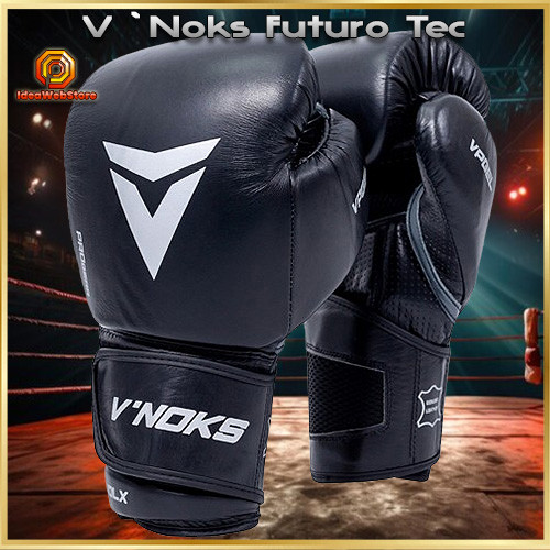 Боксерські рукавички V`Noks Futuro Tec 14 унцій (Винокс) Чорні, натуральна шкіра, преміум захист