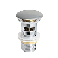 Донний клапан для раковини з переливом Mixxus POP-UP-08 GRAY автоматичний (Click-Clack) (Графітова керамічна накладка) 1 1/4''