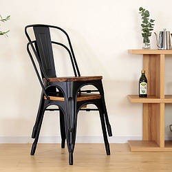Стілець металевий з дерев'яним сидінням СДМ-Груп Толікс Вуд чорний