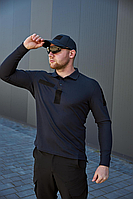 Тактична сорочка синя поло кулпас для сверблячки з липучками для шевронів, Убакс дснс футболка з довгим рукавом