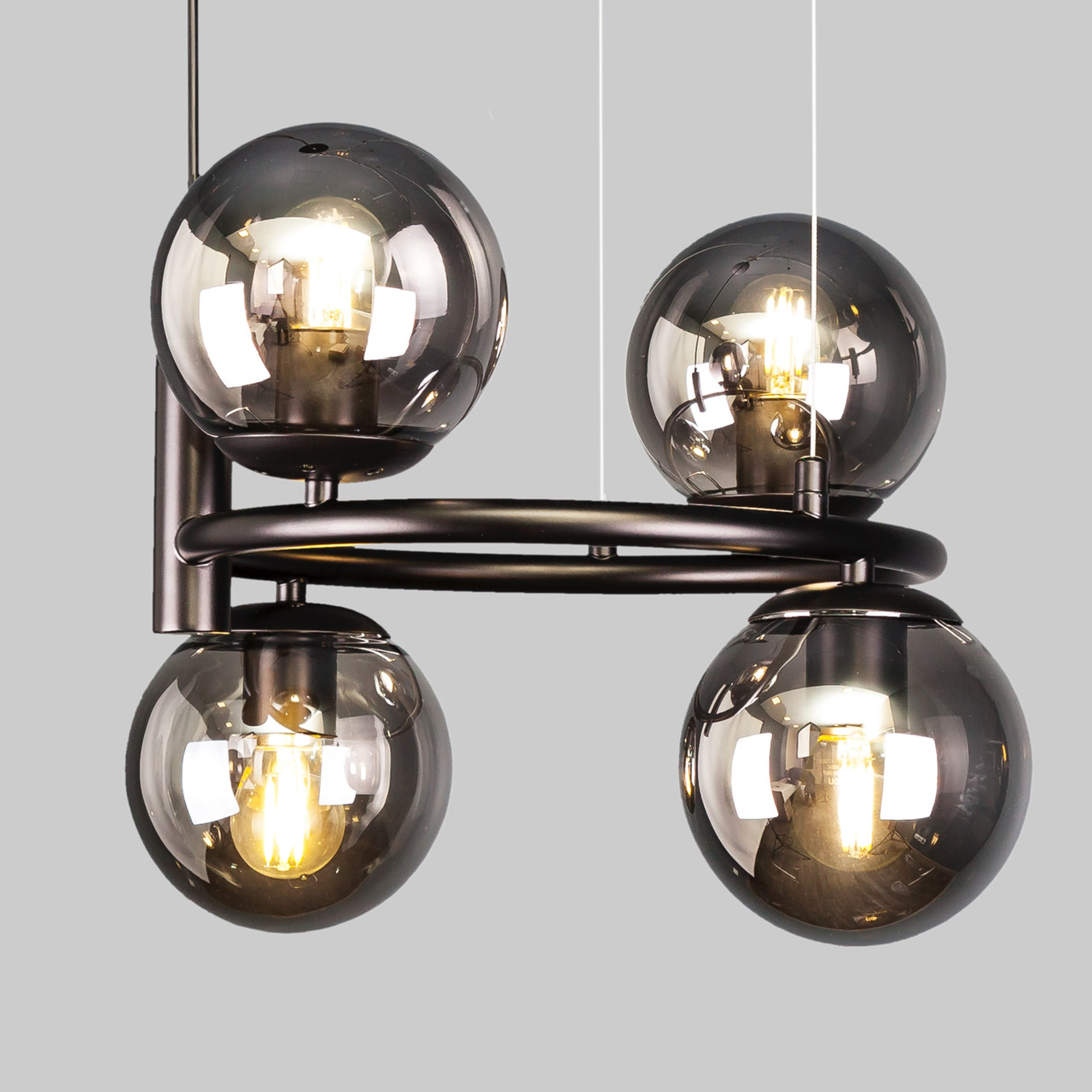 Люстра підвісна чорна кругла на 4 лампи "Bubbles" (52-1011-4 BK+BK)