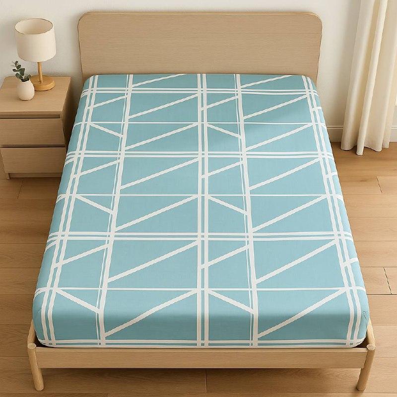 Простирадло на резинці двоспальне "White Tech" | Бязь 180х200 см, фото 1