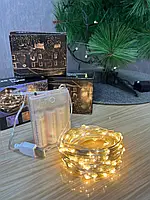 Гирлянда Роса нить 200 LED длина 20 м от батареек и USB , желтый теплый