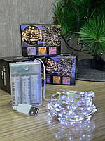 Гирлянда Роса нить 200 LED длина 20 м от батареек и USB , Холодный белый