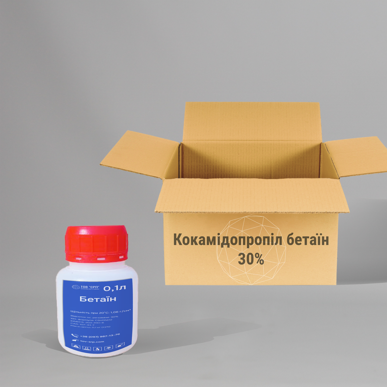 Кокамідопропіл 30 (бетаїн, лаурамідопропілбетаїн) у флаконах 0,1л (у коробці 126 флаконів)