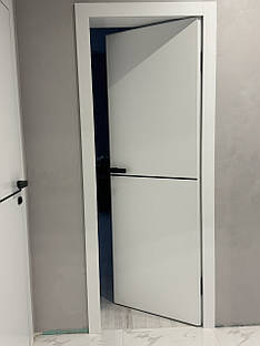 Двері фарбовані, Полотно, AL-1 Біла Емаль, Молдинг Чорний, фото 2