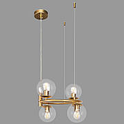 Люстра підвісна бронзова кругла на 4 лампи "Bubbles" (52-1011-4 BRZ+CL)