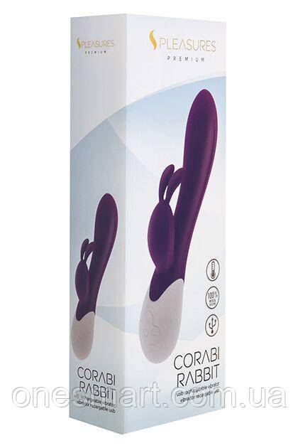 Вибратор-кролик S Pleasures Premium Corabi Rabbit для жінок з функцією нагріву 16 режимів для стимуляції клитора та точки G, фото 1