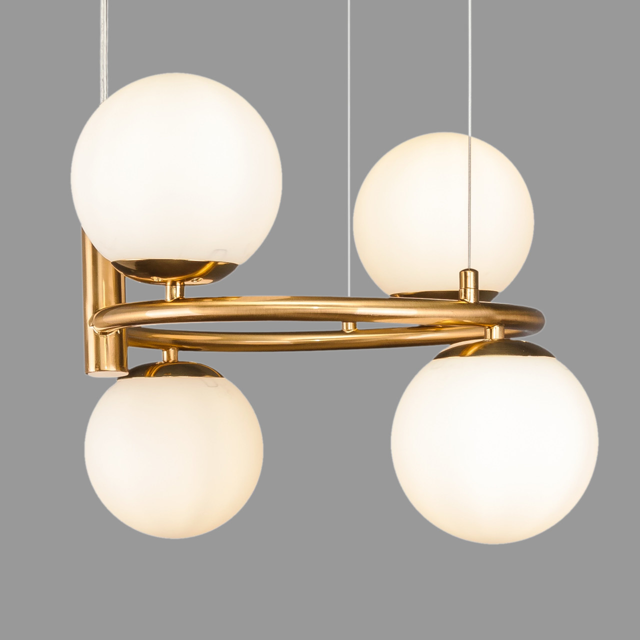 Люстра підвісна бронзова кругла на 4 лампи "Bubbles" (52-1011-4 BRZ+WH)