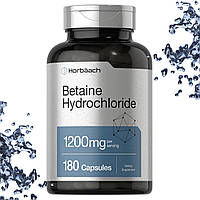 Бетаїн Гідрохлорид Horbaach Betaine Hydrochloride 1200 мг на порцію 180 капсул