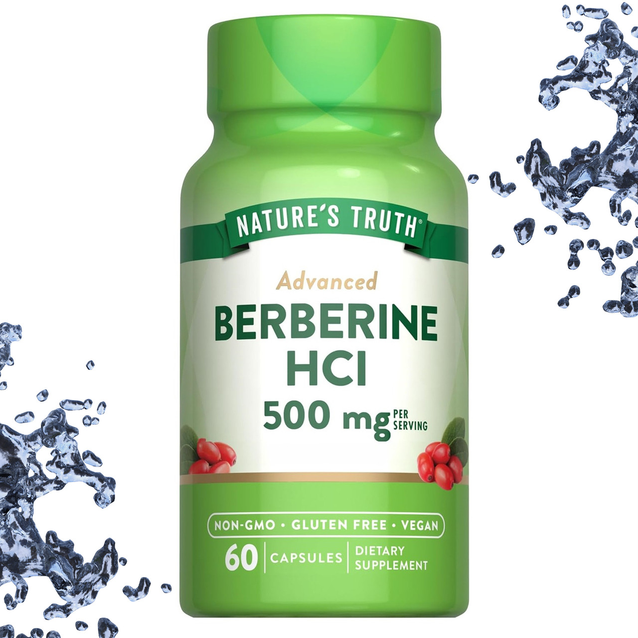 Контроль цукру Nature's Truth Berberine HCI 500 мг на порцію, 60 вегетаріанських капсул