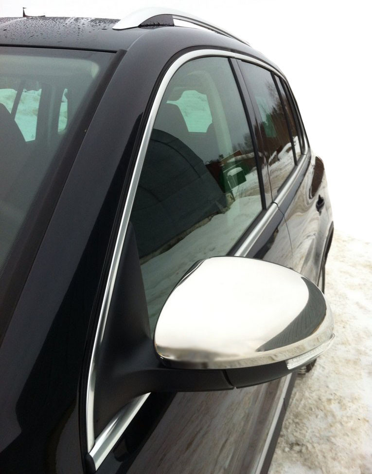 Накладки на дзеркала (2 шт. нерж) Carmos - Турецька сталь для Volkswagen Tiguan 2007-2016 рр
