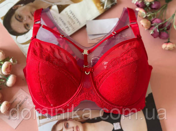 85/90D Бюстгальтер напівпоролон з портупеєю червоний, фото 1