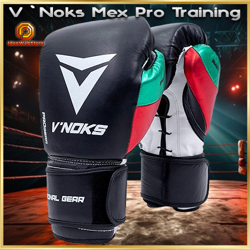 Боксерські рукавички V`Noks Mex Pro 8 унцій (Винокс) Чорні, натуральна шкіра, преміум захист