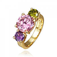 Женское кольцо 18К позолота, фианиты 17,5 размер