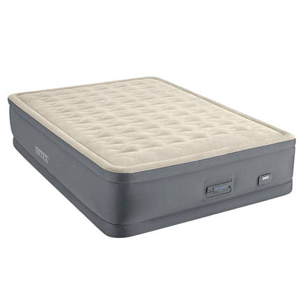 Надувне двоспальне ліжко Intex 64926 Сірий (203x152x46 см) з вбудованим електричним насосом, фото 1
