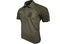 Тактична футболка поло олива ЗСУ НГУ з липучками для шевронів