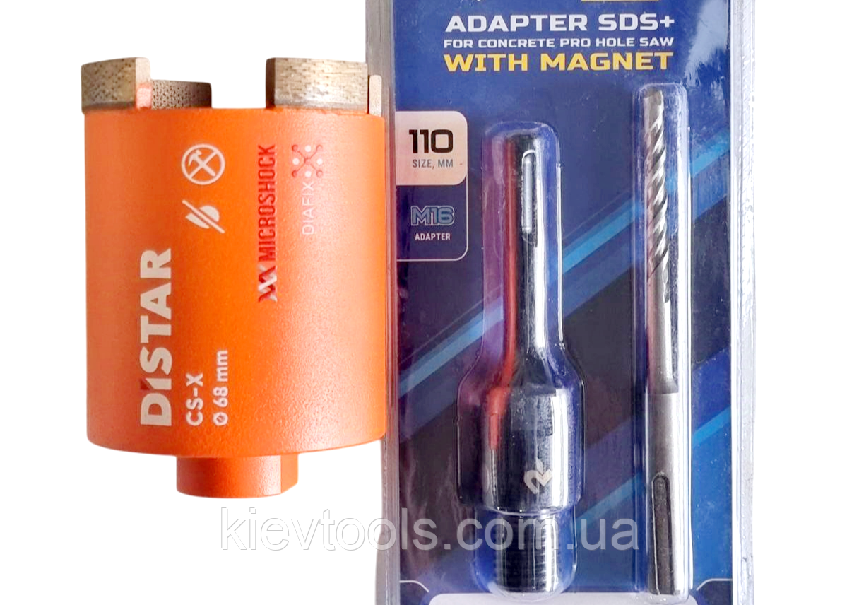 Коронка алмазна DISTAR  DDS-W 068×70×М16 CX  з  магнітним хвостовиком комплект
