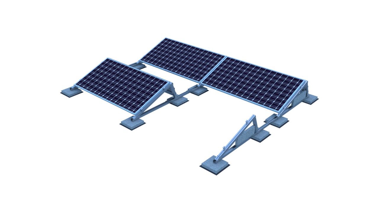 Баластна система кріплень сонячних панелей на плоский дах ПД15 (оцинкована)