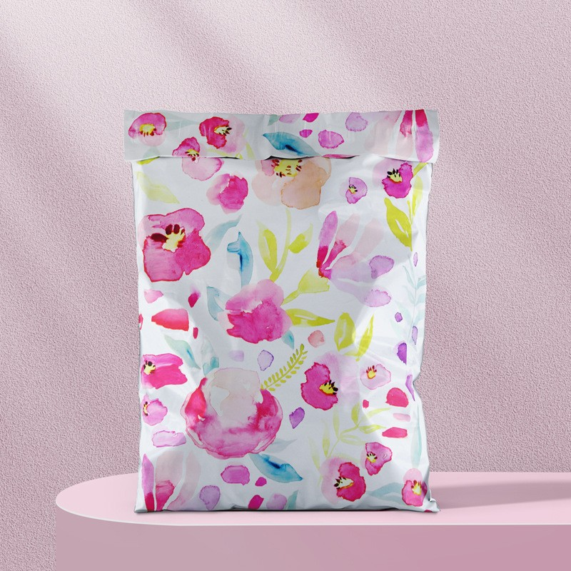 Кур'єрський пакет з принтом Квіти. Розмір 25.5*33+4 см А4