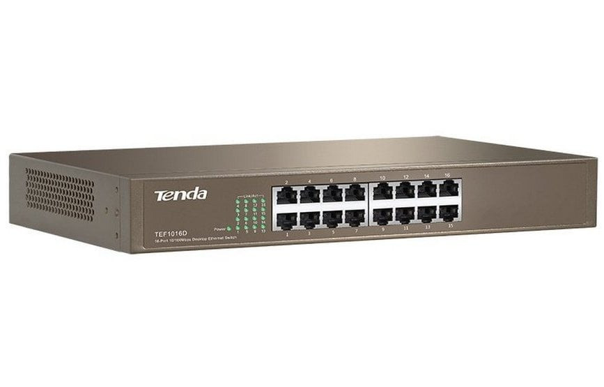 Комутатор TENDA TEF1016D 16port 10/100, некерований, мет корпус, фото 1