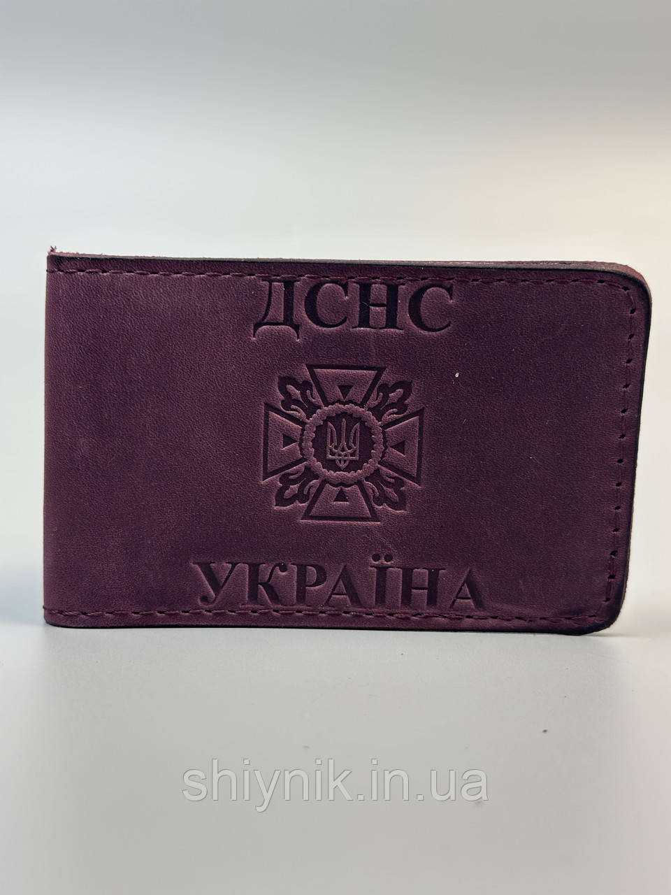 Шкіряна обкладинка для посвідчення ДСНС бордо