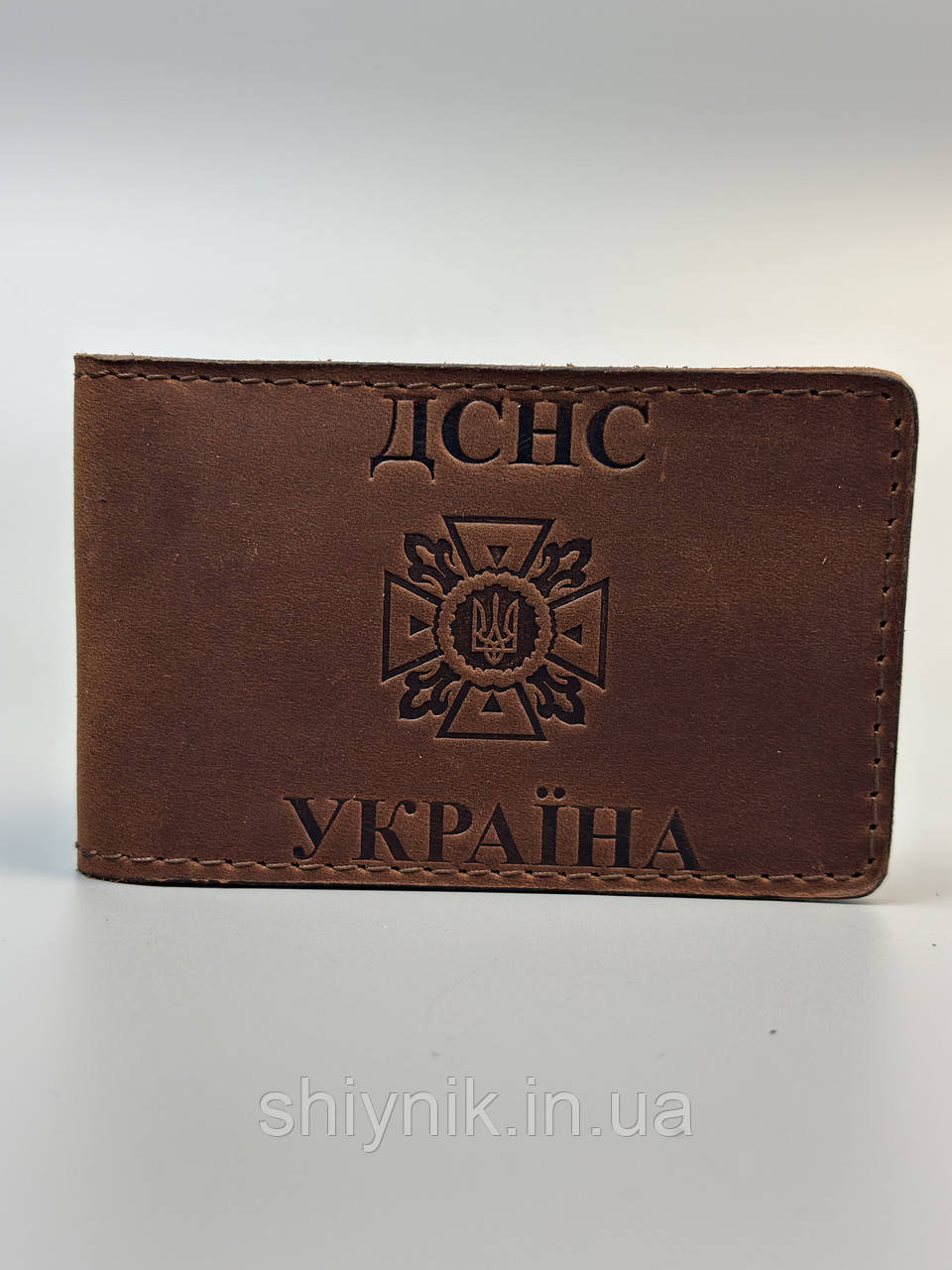 Шкіряна обкладинка для посвідчення ДСНС коньячний